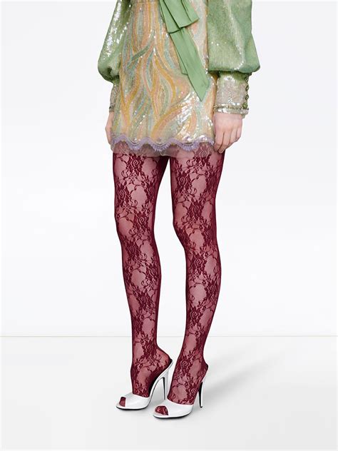 gucci fringe floral lace tights|farfetch gucci tights.